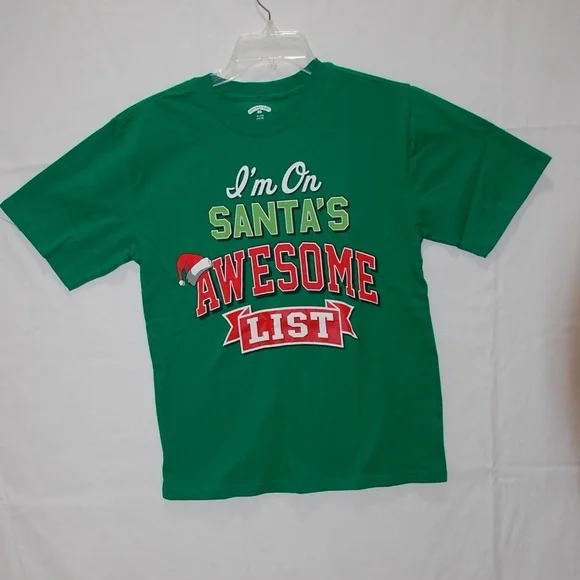 CHRISTMAS Shirt Kids Size XL Short Sleeve Green Unisex NWOT - Picture 2 of 3